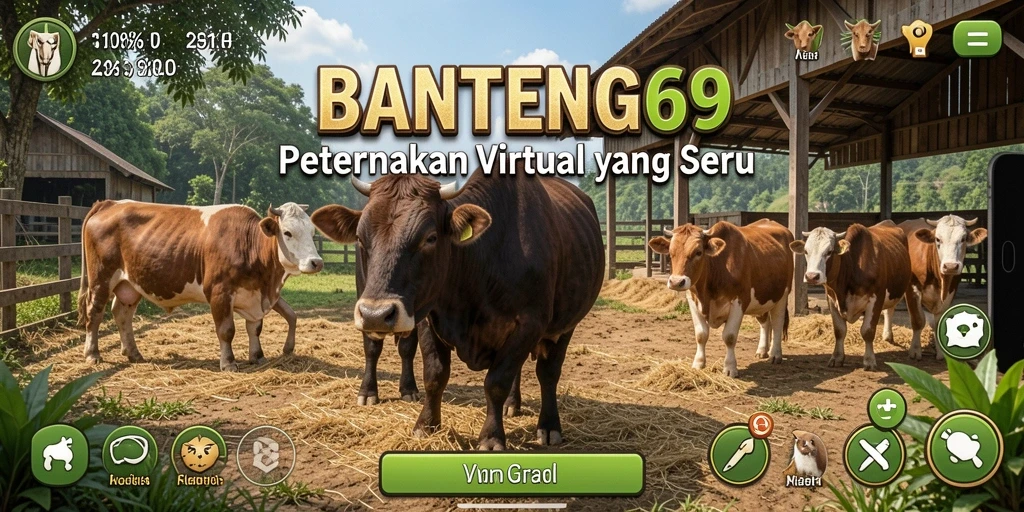 Tampilan screenshot BANTENG69 menunjukkan suasana pertanian yang cerah dan dinamis.