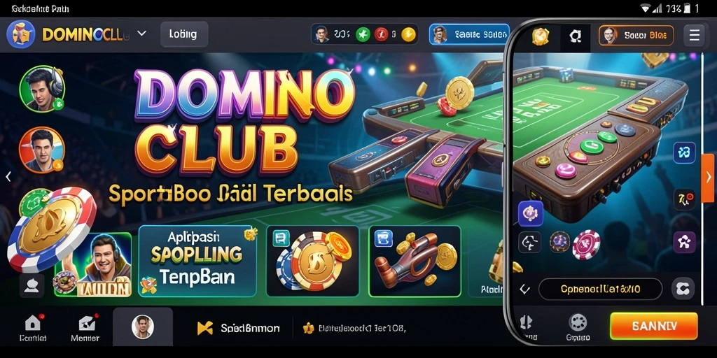 Screenshot menampilkan gameplay interaktif pada aplikasi Sportsbook DOMINOCLUB.