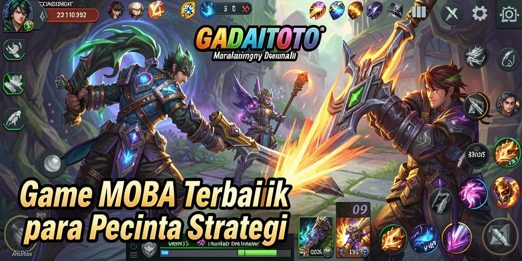 Tangkapan layar GADAITOTO menunjukkan aksi seru di dalam pertarungan MOBA.