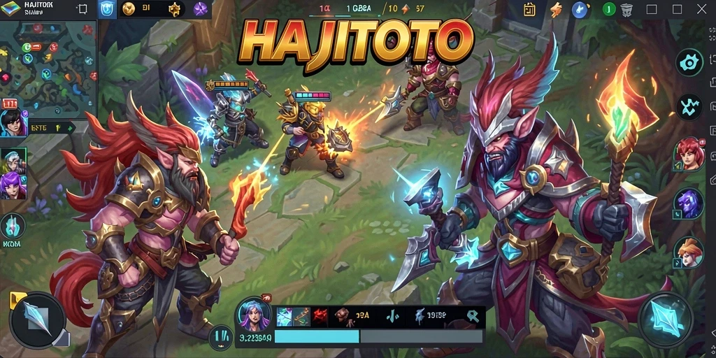 Tampilan gameplay seru dalam pertempuran tim MOBA.