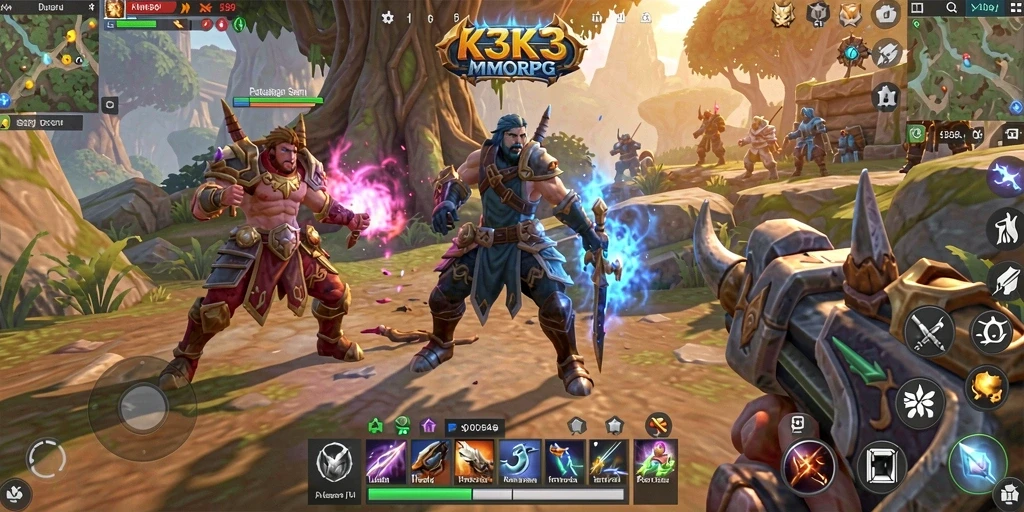 Tangkapan layar K3K3 yang menampilkan aksi seru dalam permainan MMORPG.