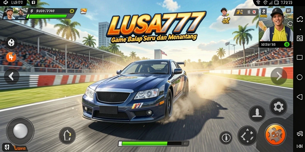 Screenshot gameplay LUSA777 menampilkan balapan seru di lintasan yang menarik.