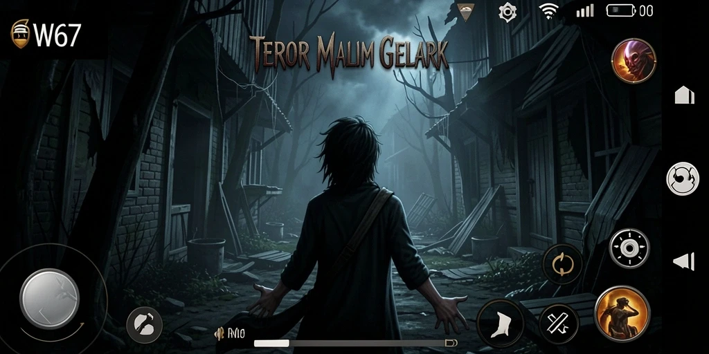 Tampilan gameplay menyeramkan di dalam kegelapan W67.