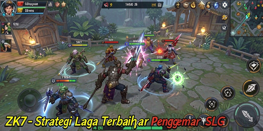 Tampilan gameplay ZK7 dengan pertempuran strategi yang intens.